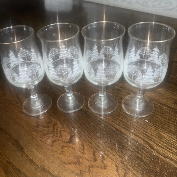 Libbey Dining Arbys Vintage Set Of 4 Libbey Christmas Tree Winter